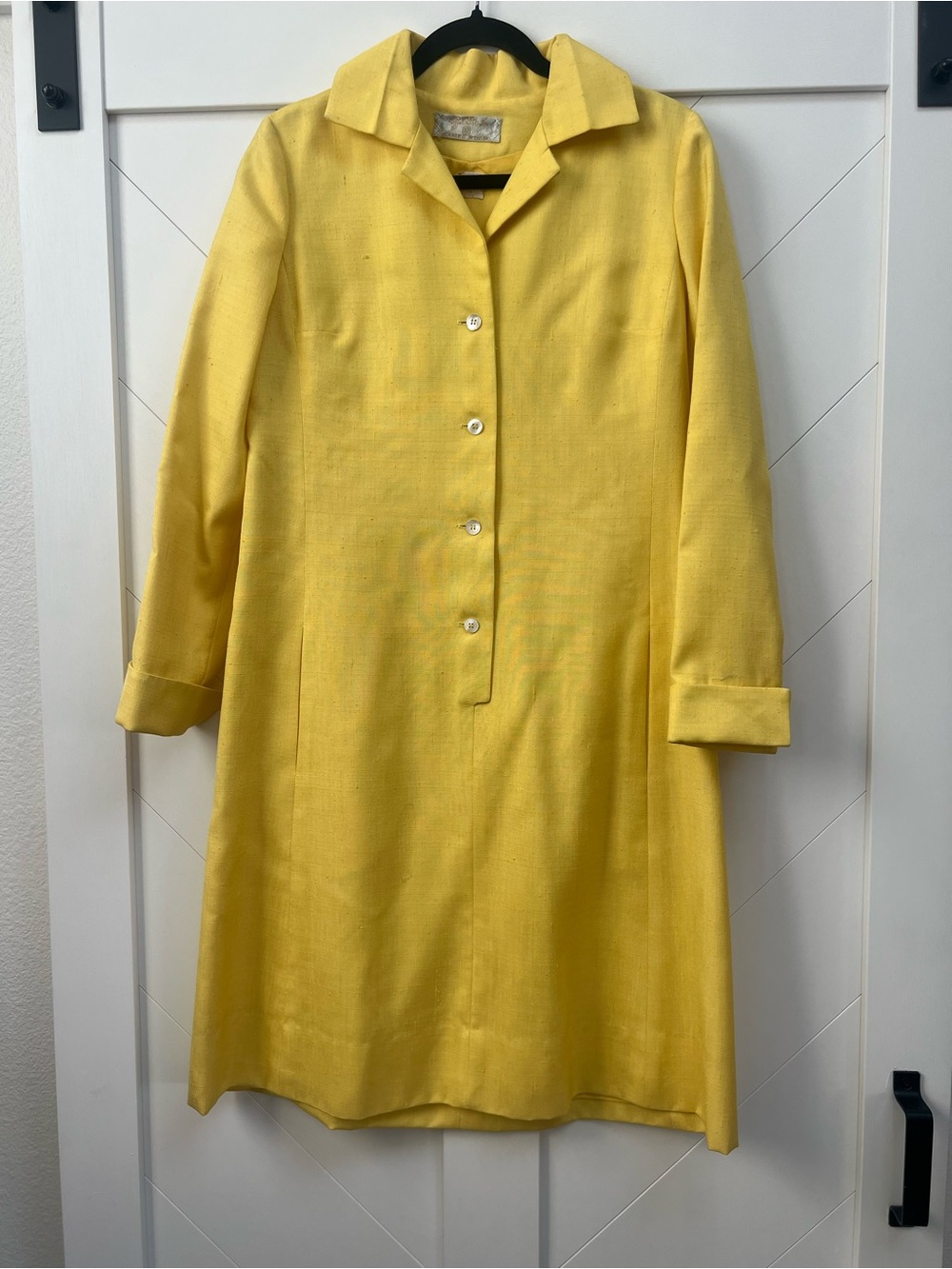 Vintage 1960’s Z.C.M.I. Cameo Room Yellow CoatDress with Button Front